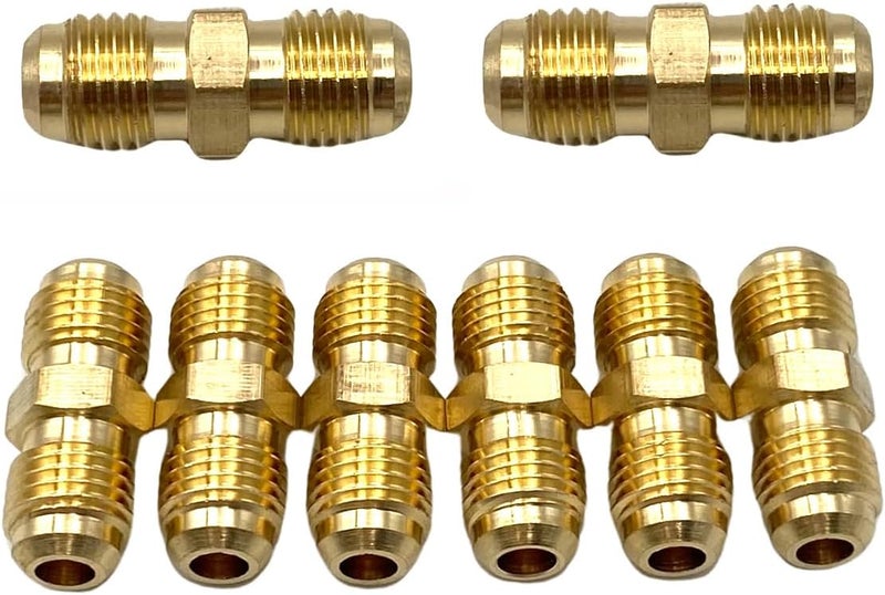 Bumugufu 8 قطع 1/4" تركيبات أنبوب توصيل فليير، موصل 1/4" ذكر x 1/4" ذكر لخط الغاز الطبيعي، خط البروبان في المركبات الترفيهية وتكييف الهواء - Image 4